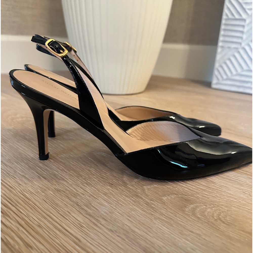 NWOT Stuart Weitzman 75mm Patent Leather Slingbacks